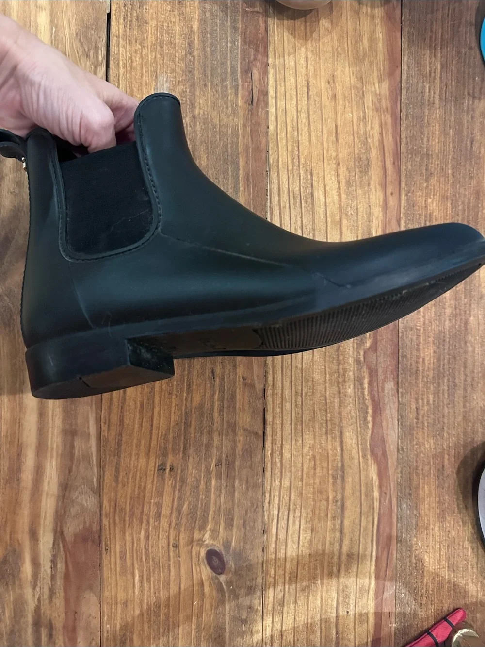 Sam Edelman Black Ankle Booties with Gold Logo Detail